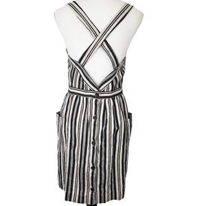 MADEWELL Black & Beige Evelyn Stripe Apron Mini Dress With Pockets - Women's 8
